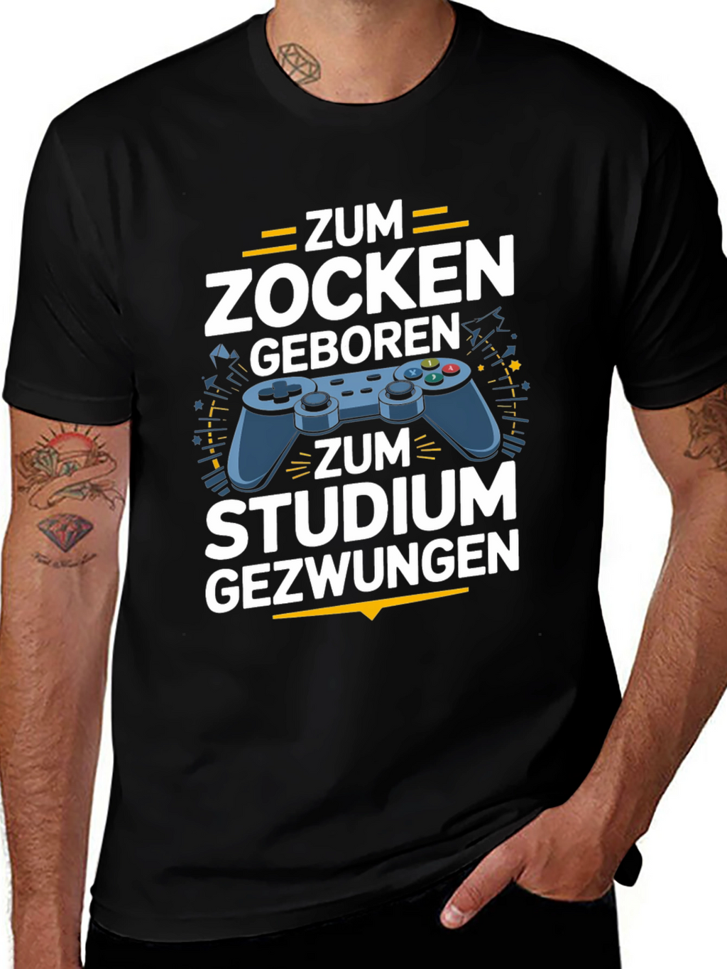 Gamer T-Shirt - Zum Zocken Geboren Studium Gezwungen