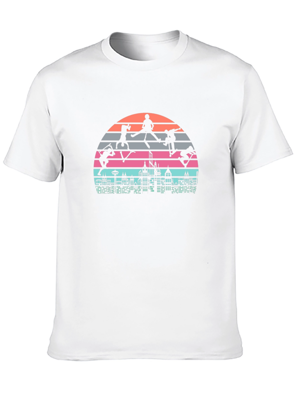 Skateboarding Cityscape Retro Graphic Tee