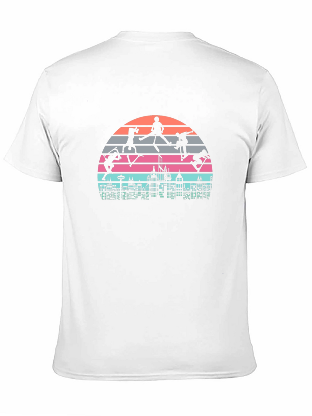 Skateboarding Cityscape Retro Graphic Tee