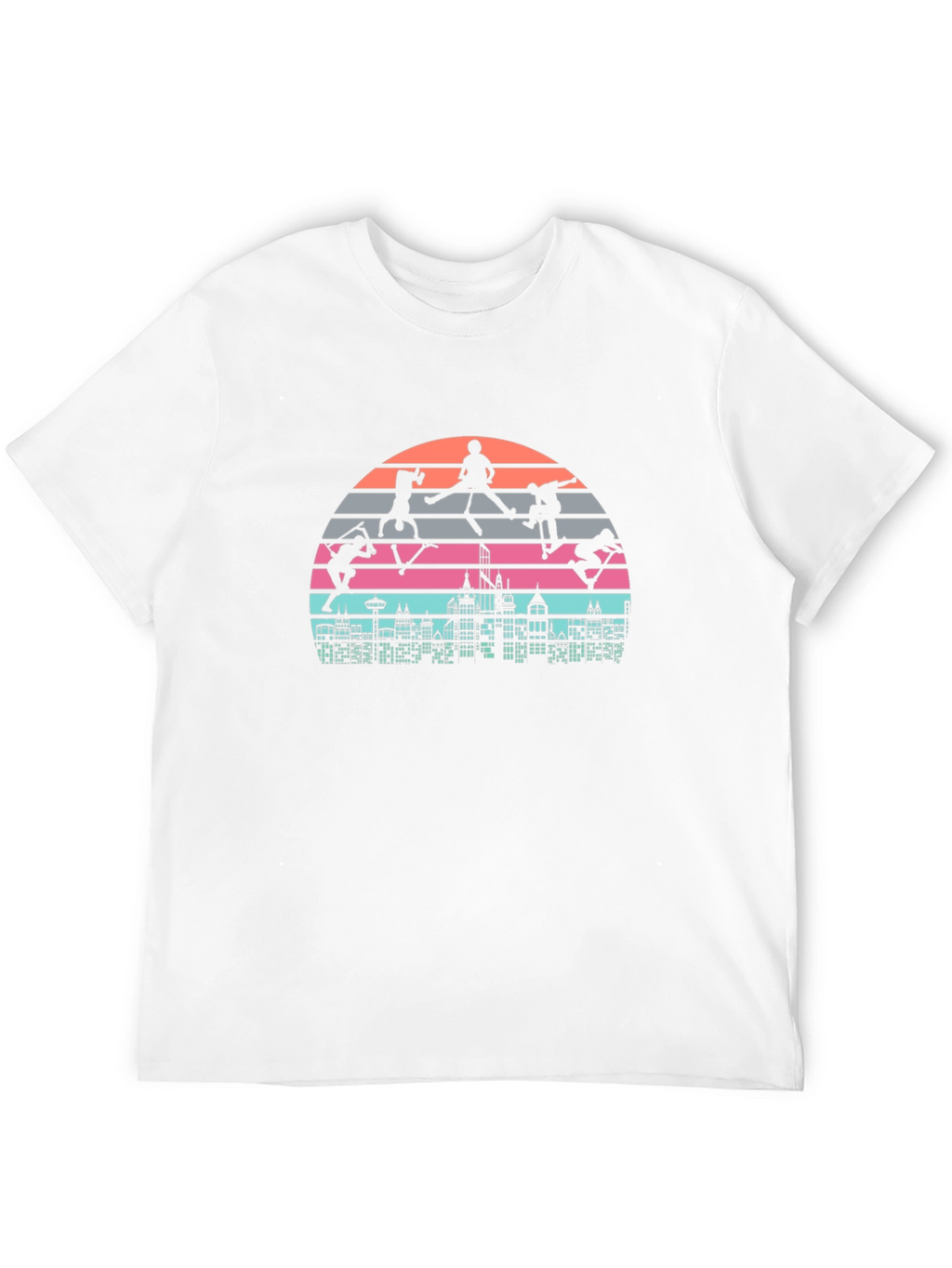 Skateboarding Cityscape Retro Graphic Tee