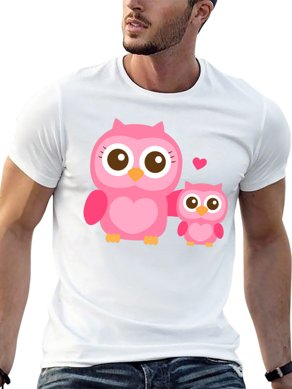 Owl Family Graphic T-Shirt - Black