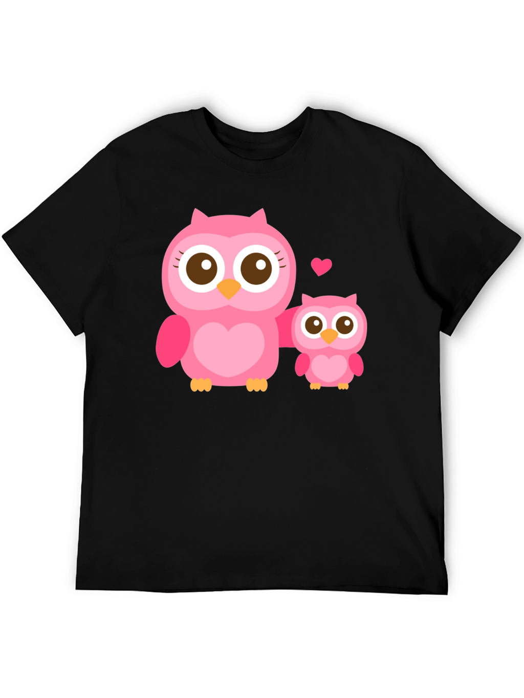 Owl Family Graphic T-Shirt - Black