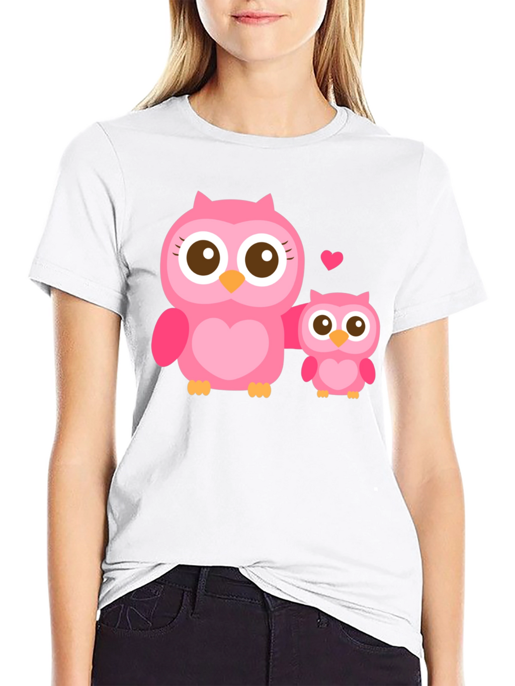 Owl Family Graphic T-Shirt - Black