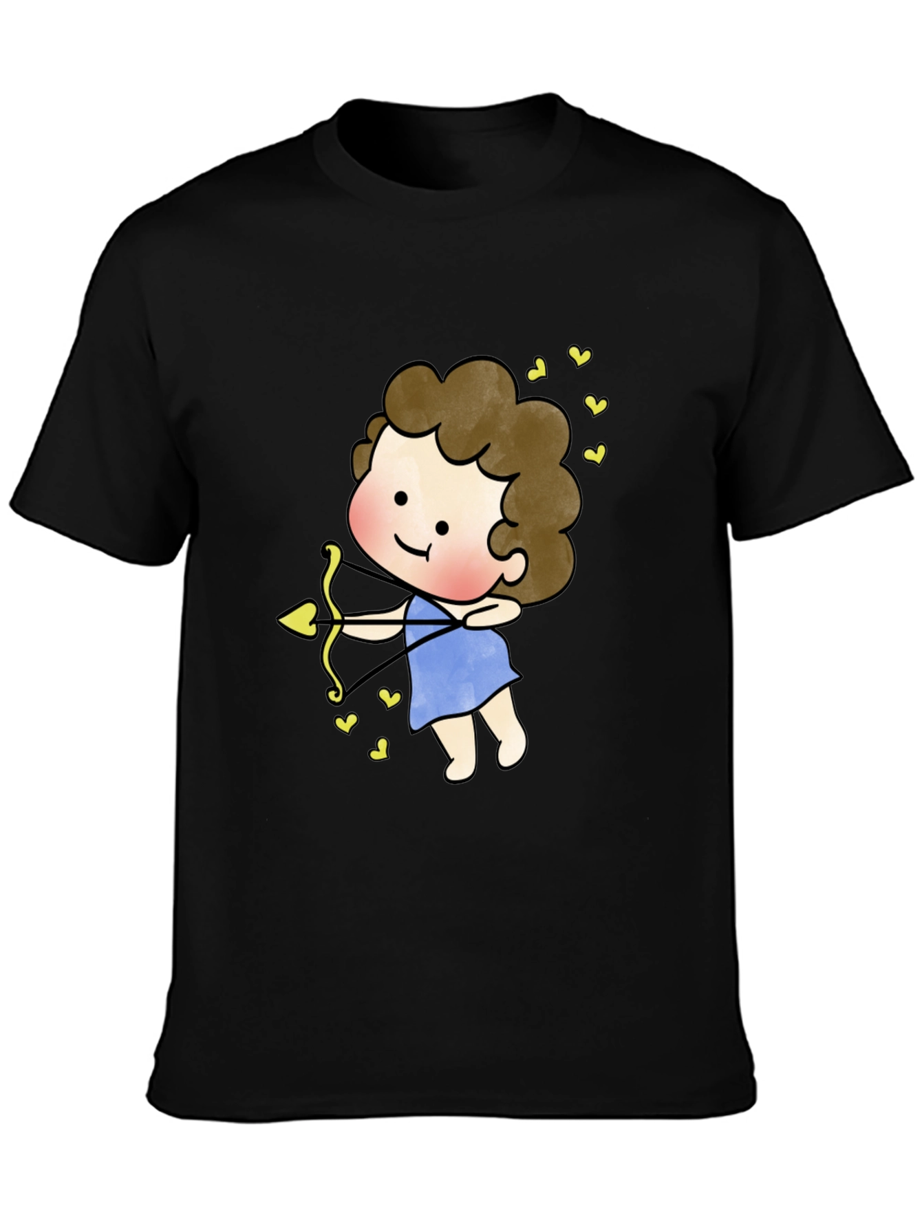 Cupid Cartoon Graphic Tee - Black
