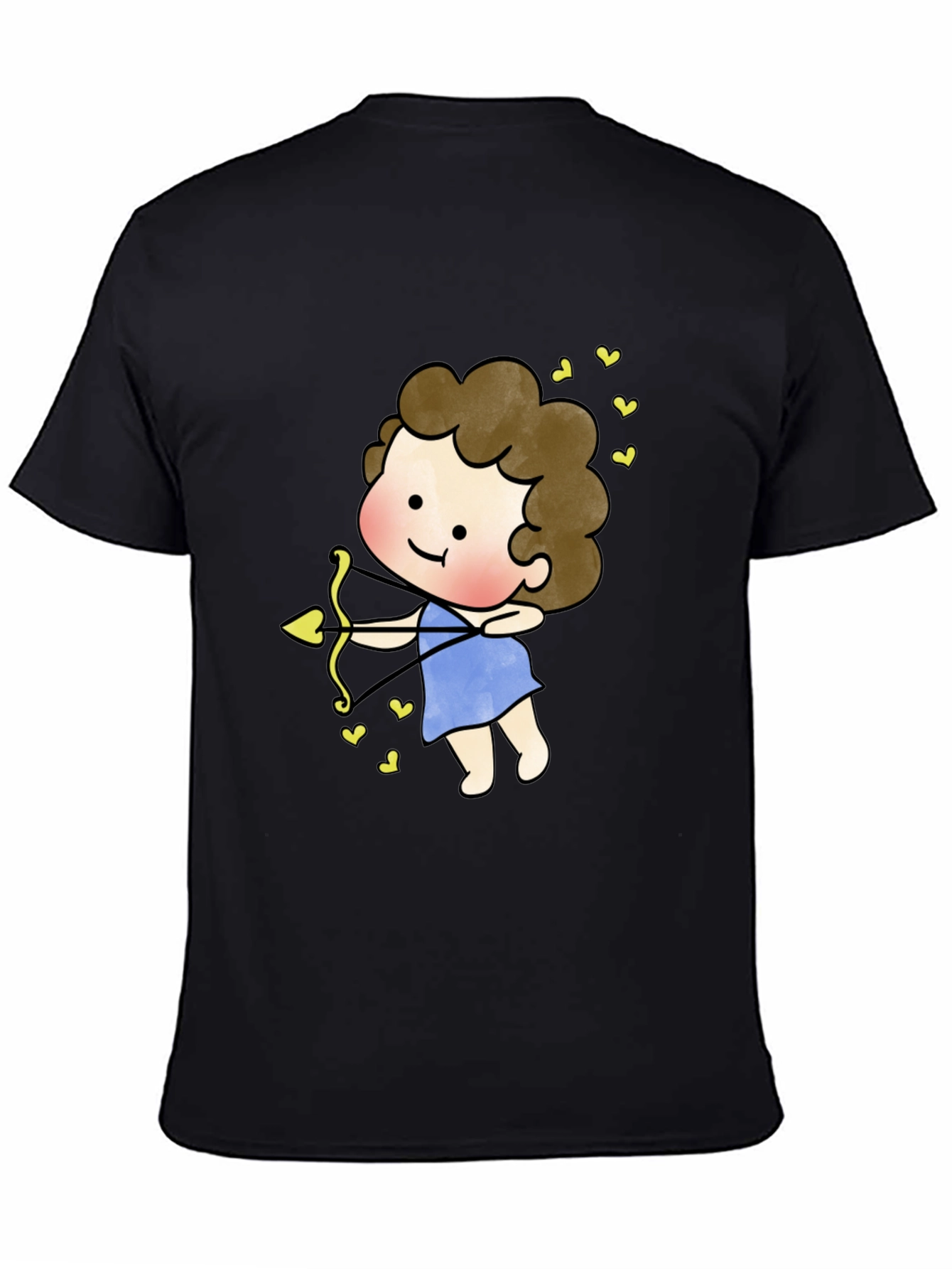 Cupid Cartoon Graphic Tee - Black