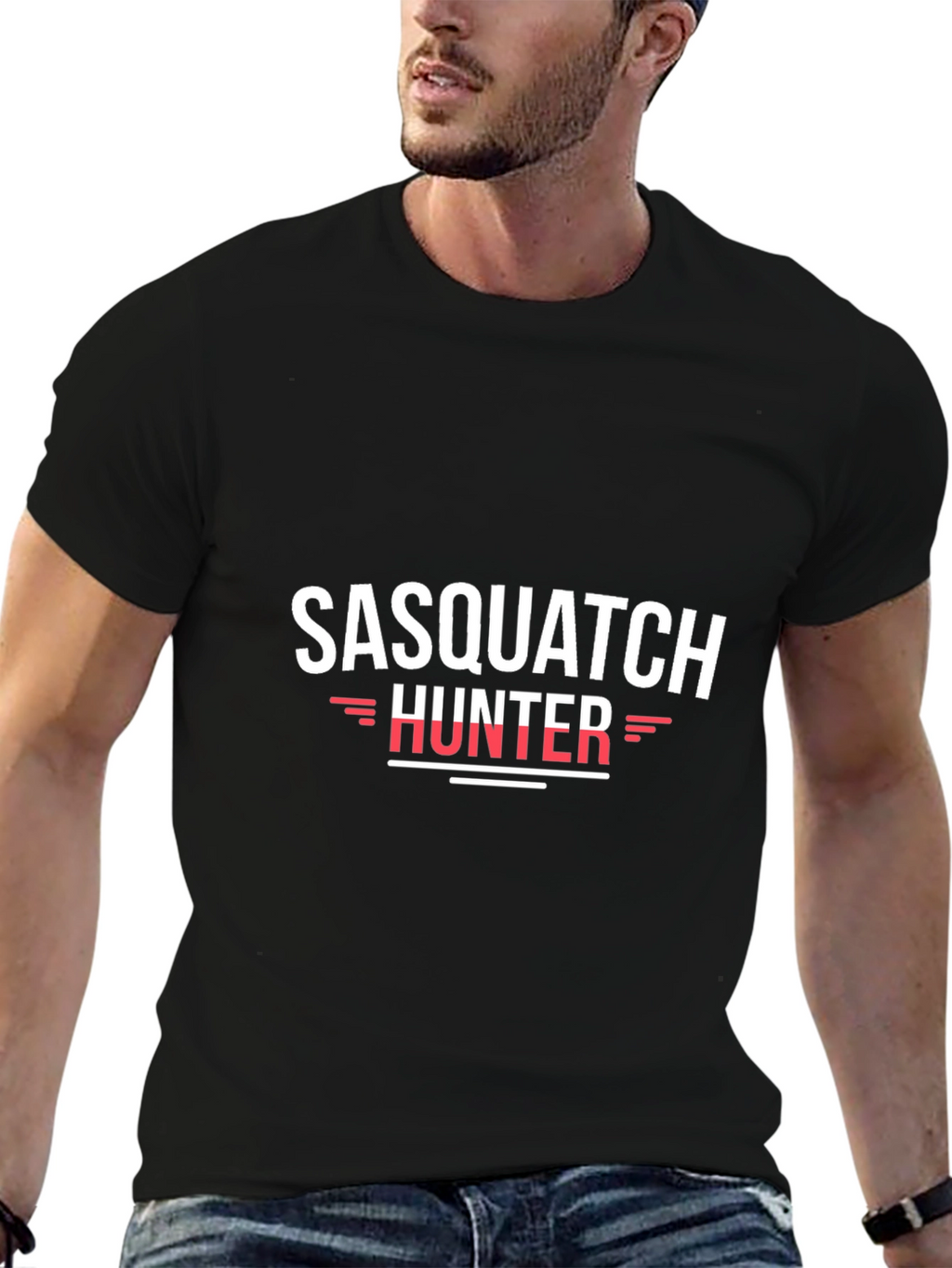 Sasquatch Hunter Black T-Shirt - Novelty Graphic Tee