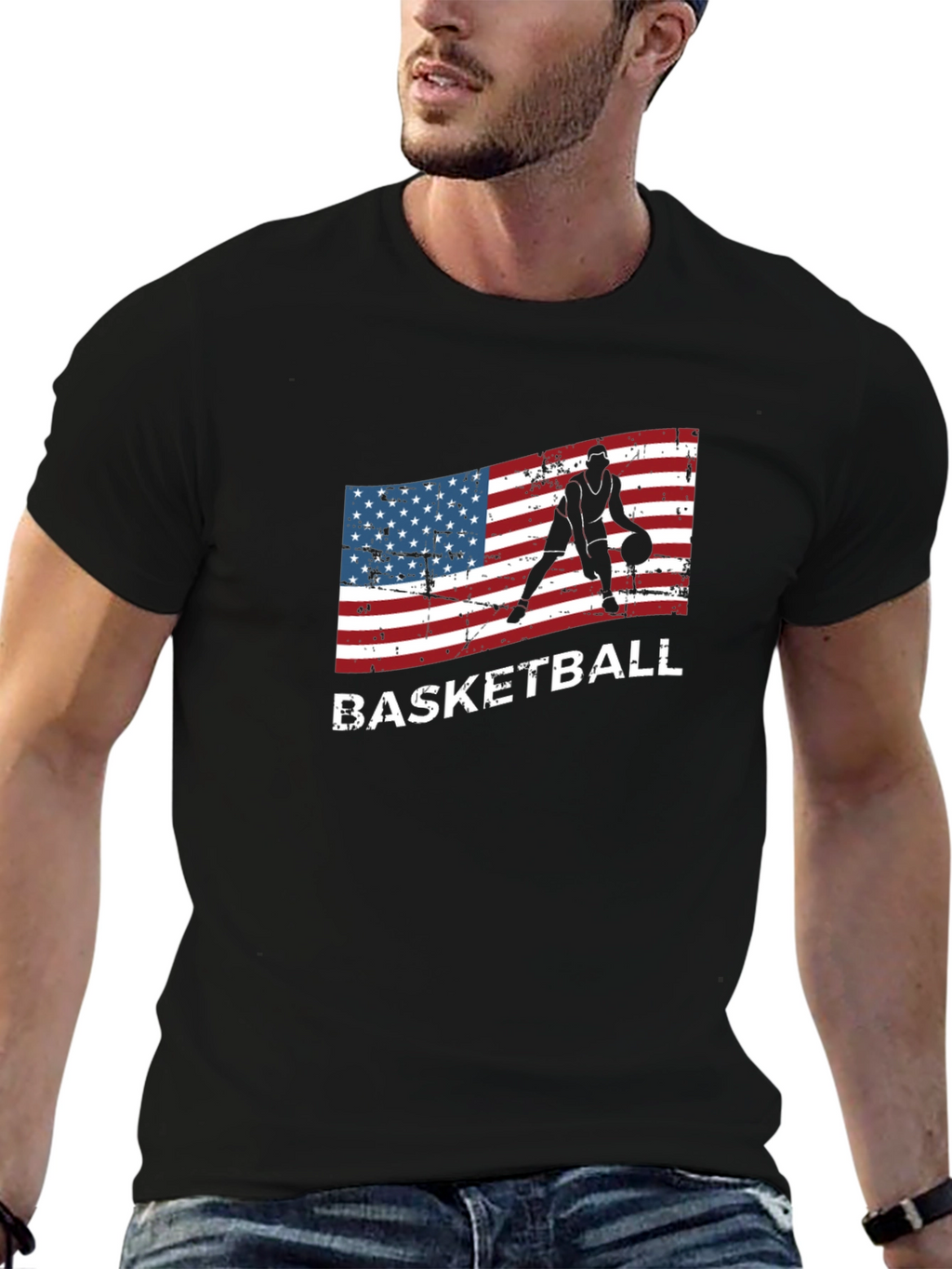 Basketball USA Flag Graphic T-Shirt