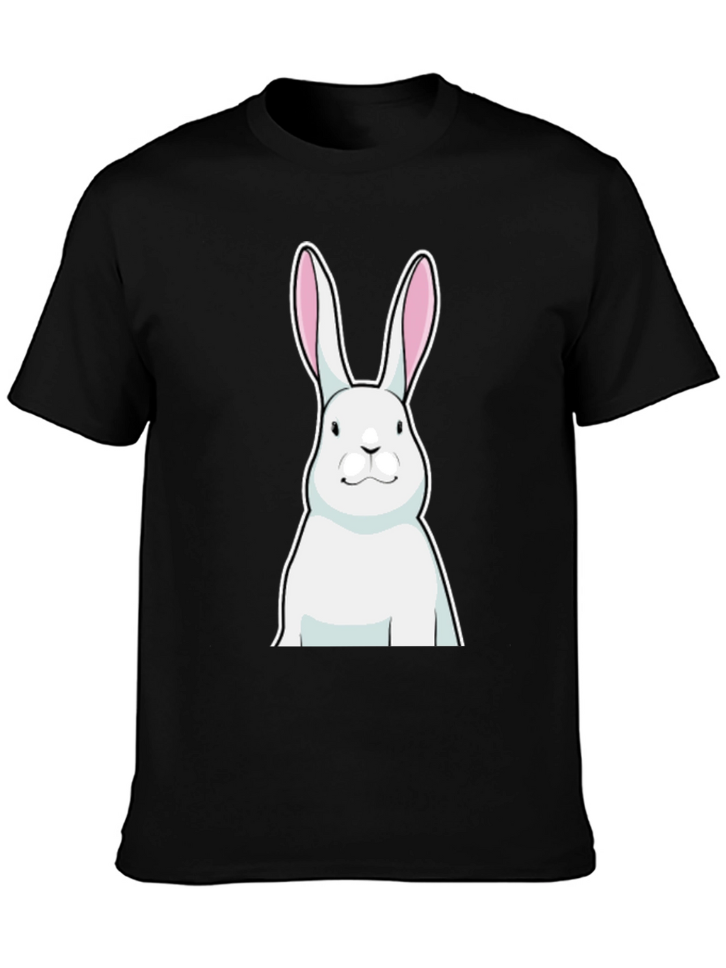 Black T-Shirt with White Rabbit Graphic