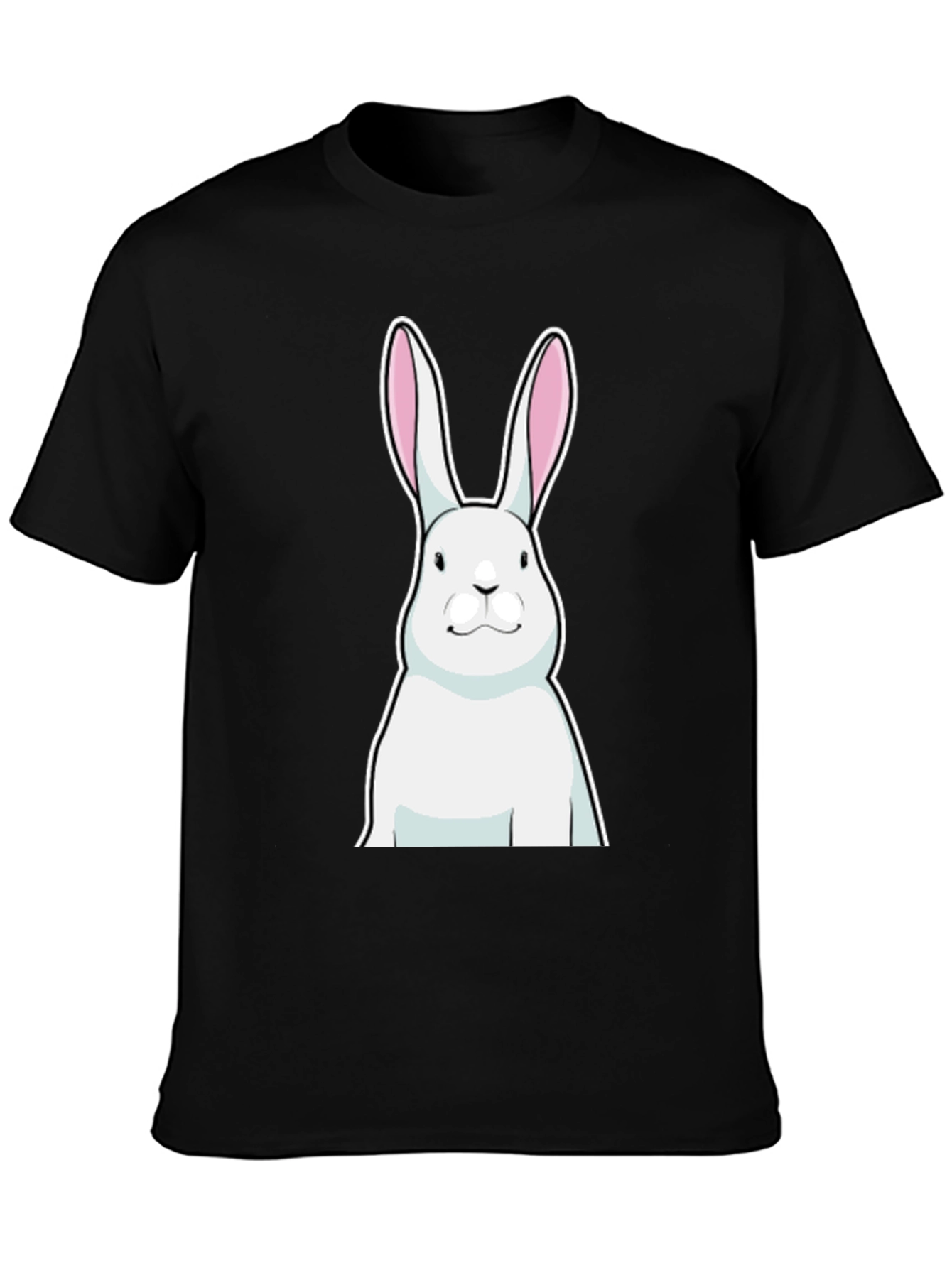 Black T-Shirt with White Rabbit Graphic
