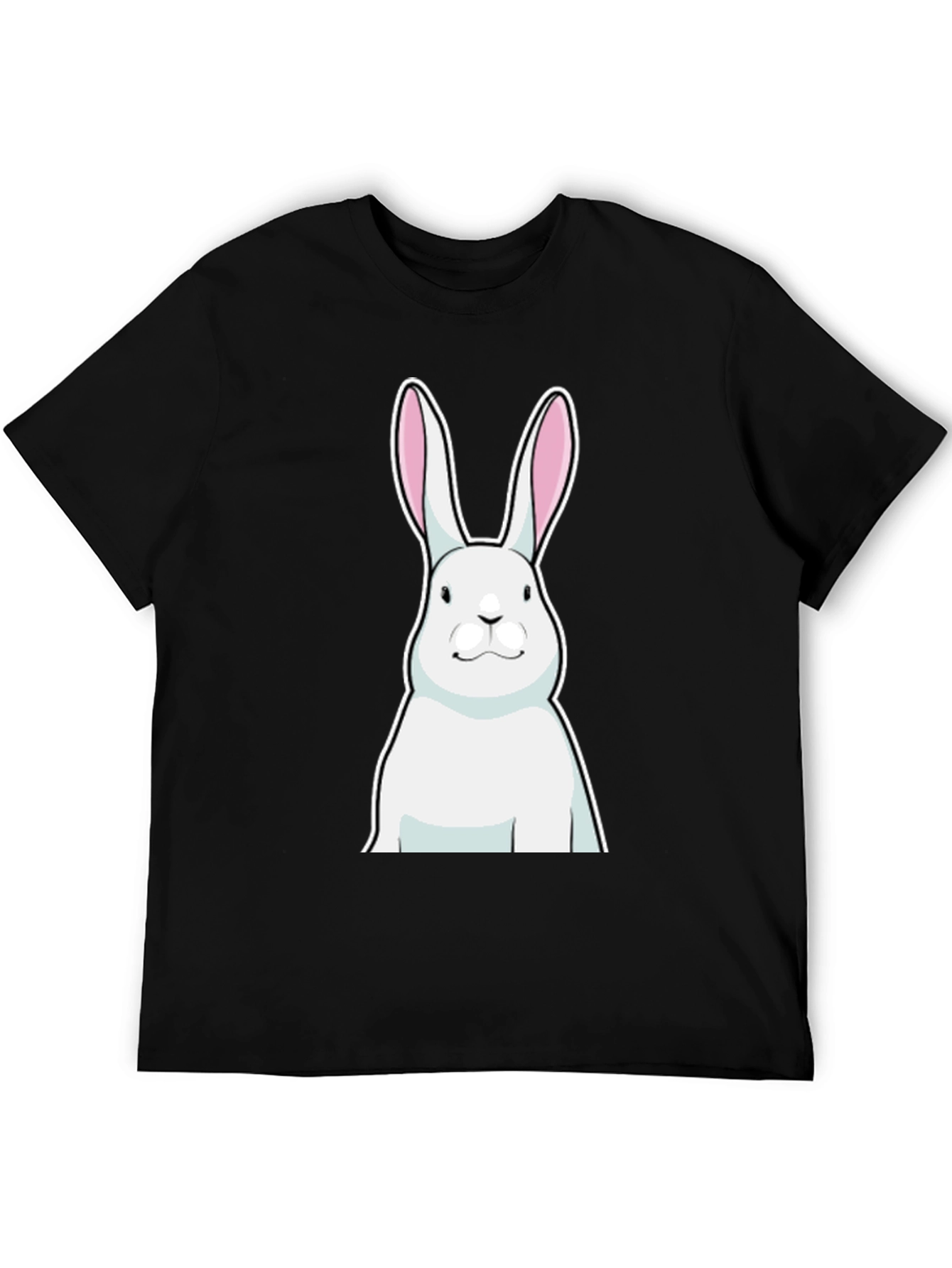 Black T-Shirt with White Rabbit Graphic