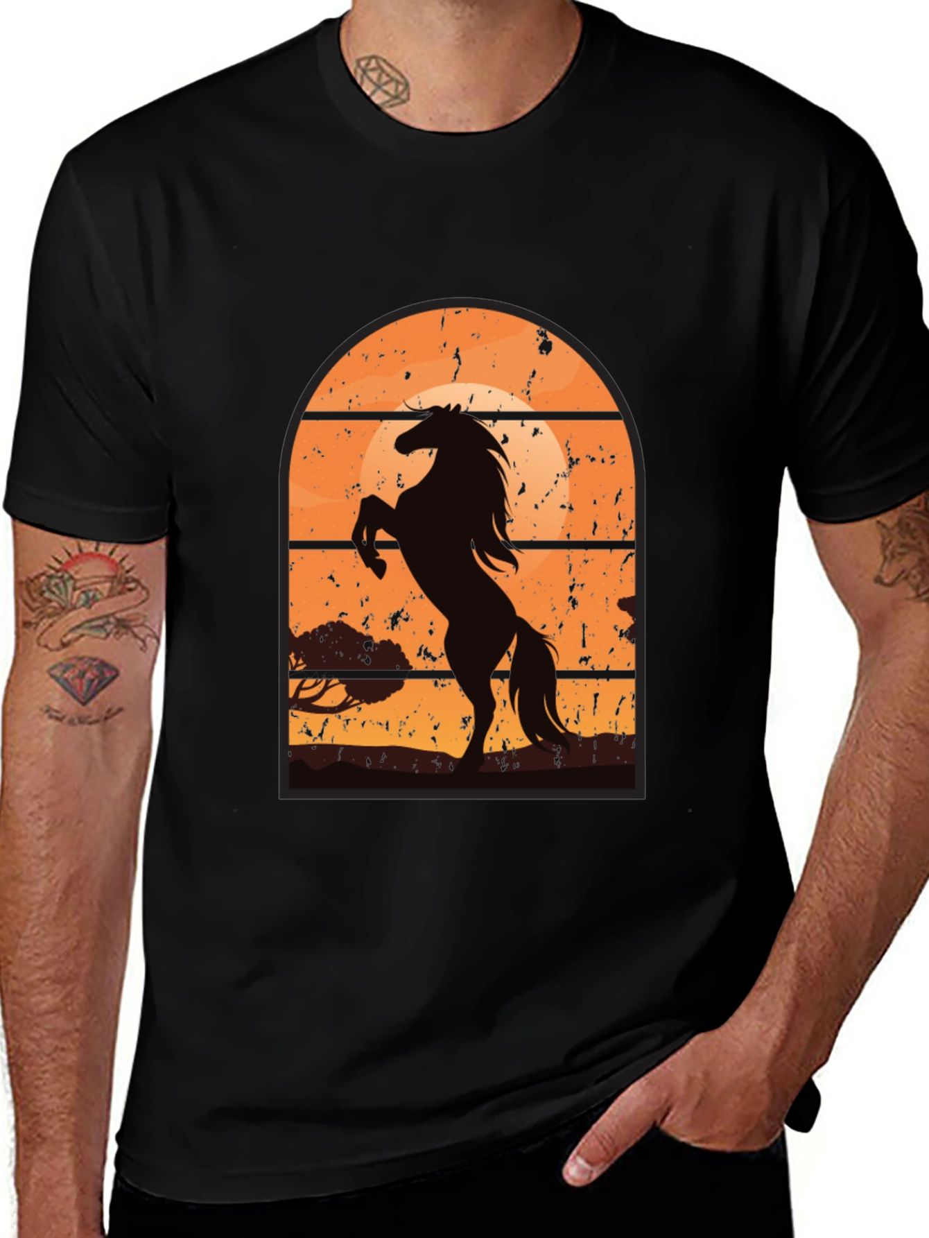 Horse Sunset Graphic T-Shirt