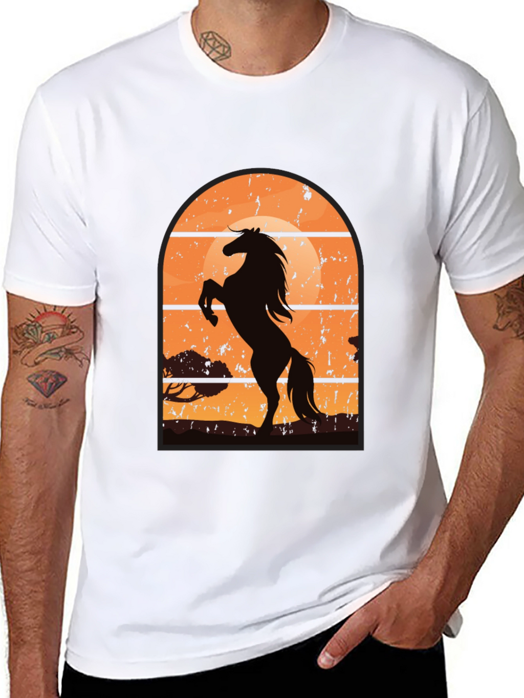 Horse Sunset Graphic T-Shirt