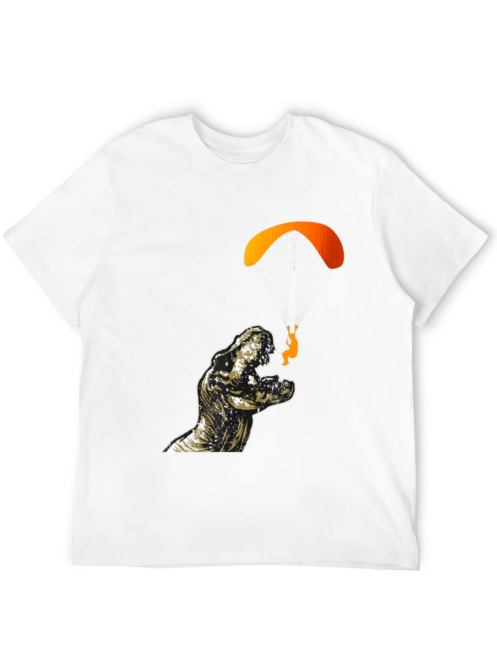 Dino Paragliding Graphic Tee - Black Cotton T-Shirt
