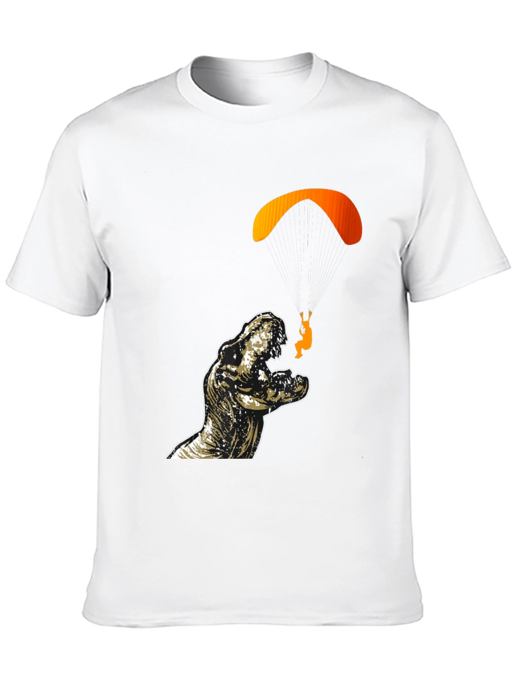 Dino Paragliding Graphic Tee - Black Cotton T-Shirt