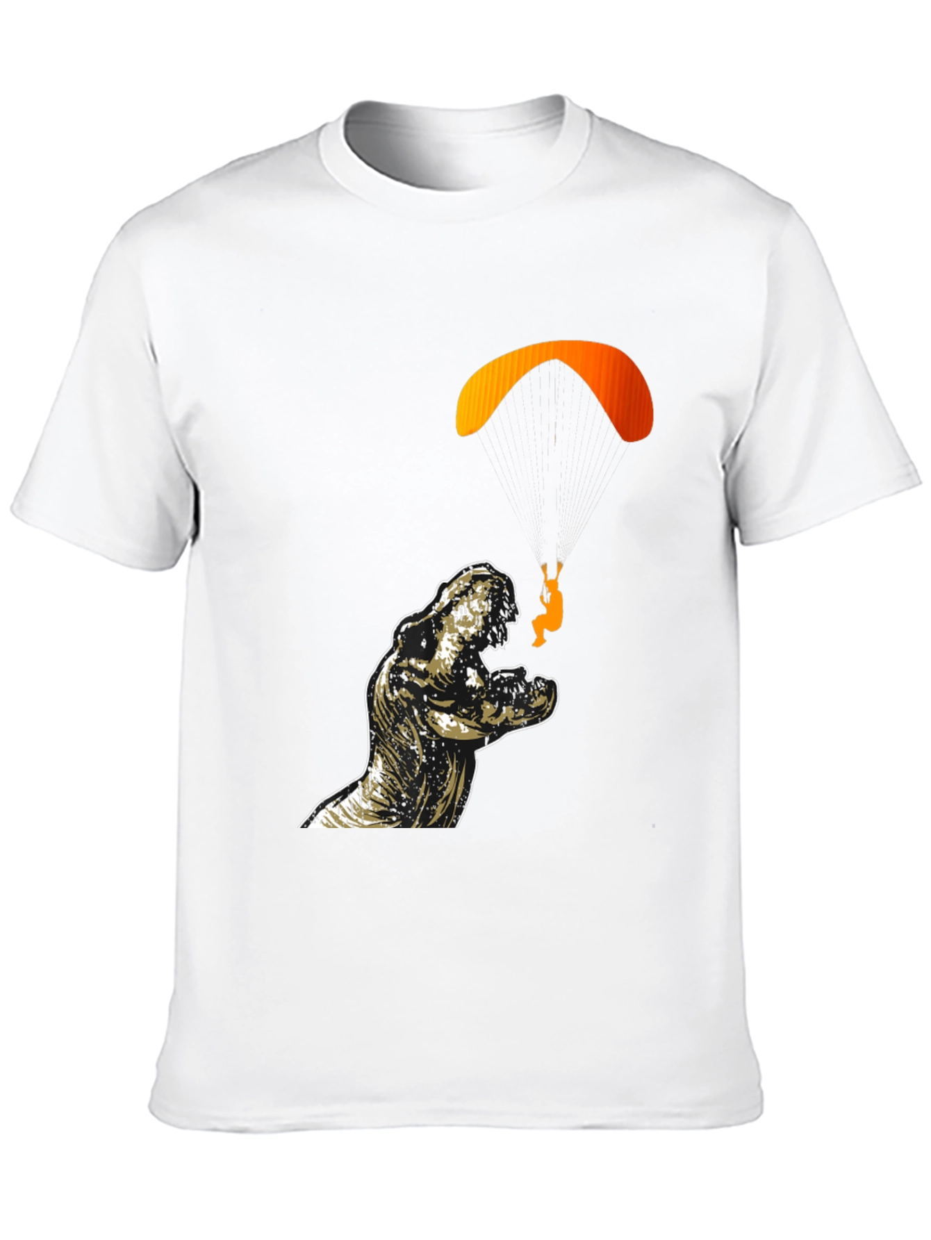 Dino Paragliding Graphic Tee - Black Cotton T-Shirt