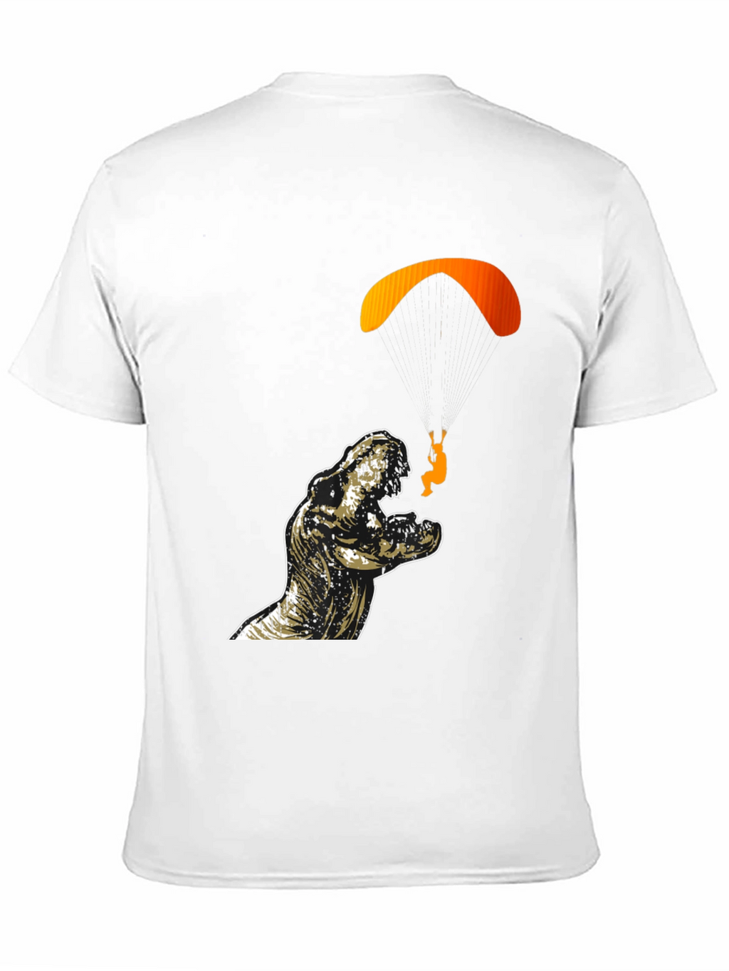 Dino Paragliding Graphic Tee - Black Cotton T-Shirt
