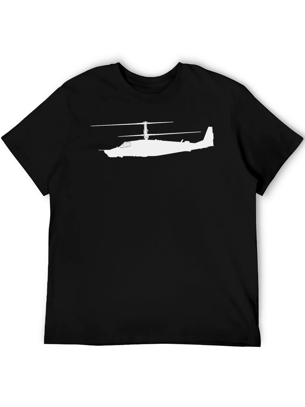 Black T-Shirt with White Helicopter Design