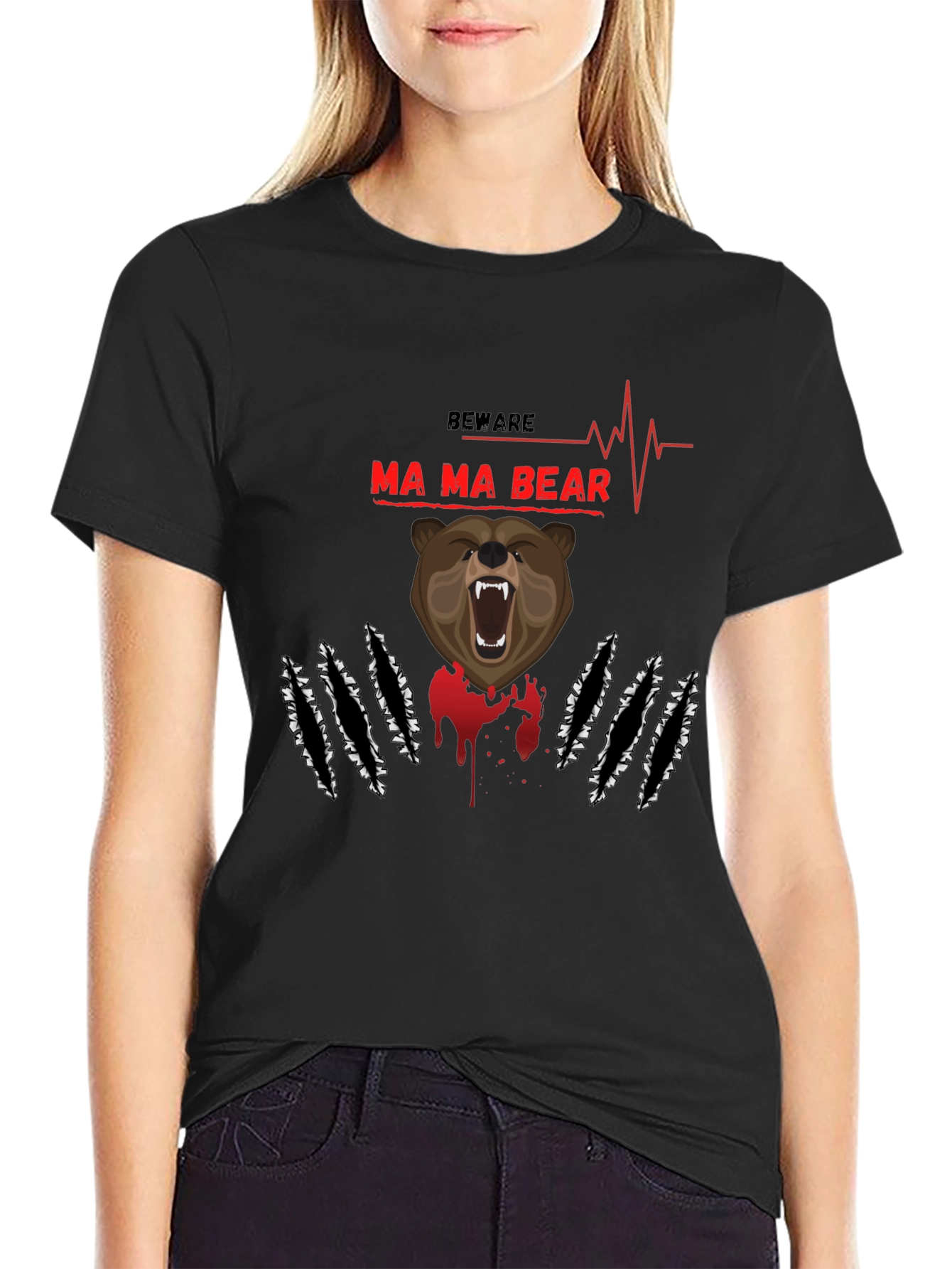 Beware Mama Bear T-Shirt - Graphic Print