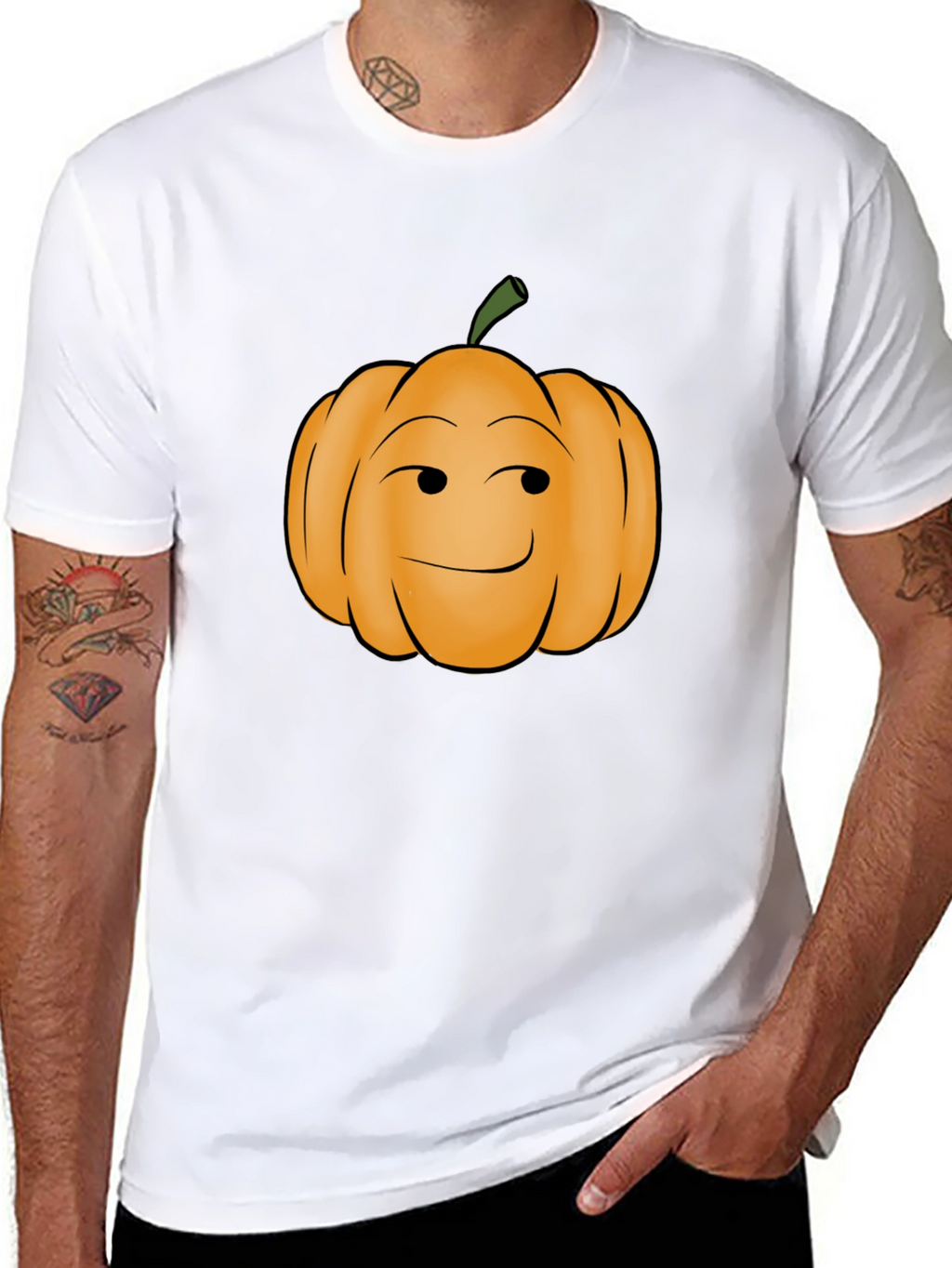 Smirking Pumpkin Graphic Tee - Black Cotton T-Shirt