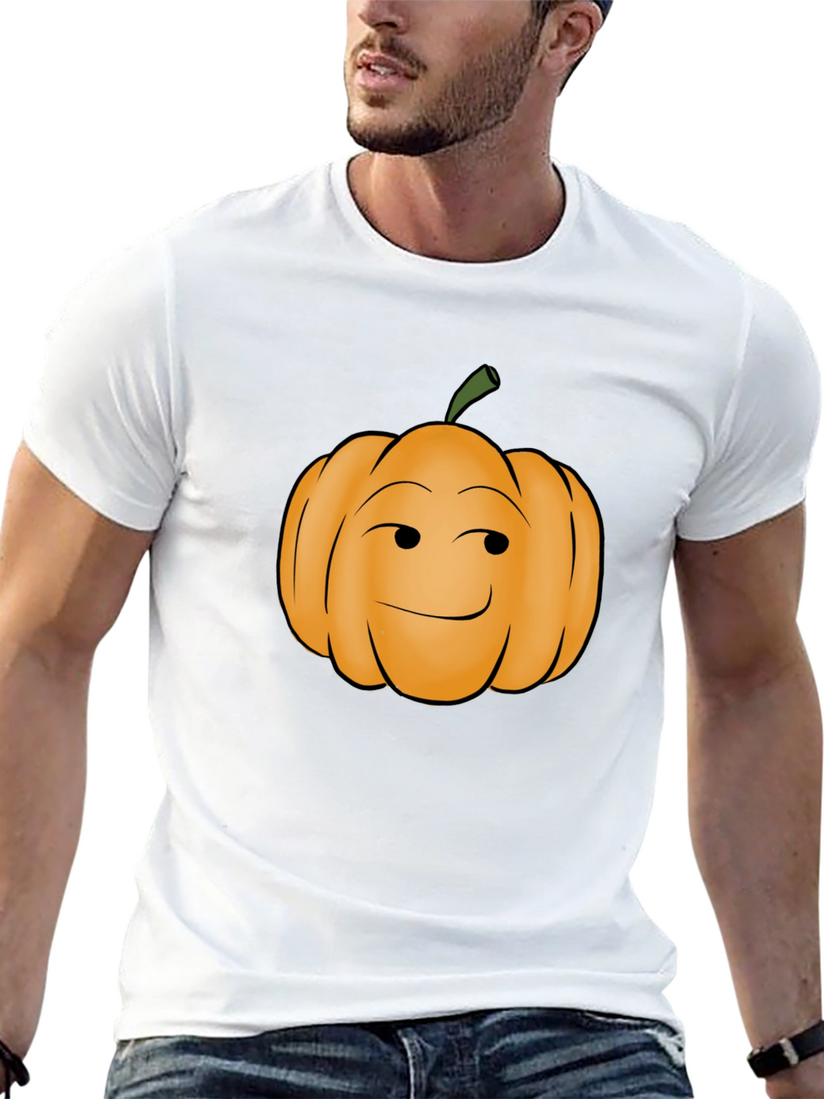 Smirking Pumpkin Graphic Tee - Black Cotton T-Shirt