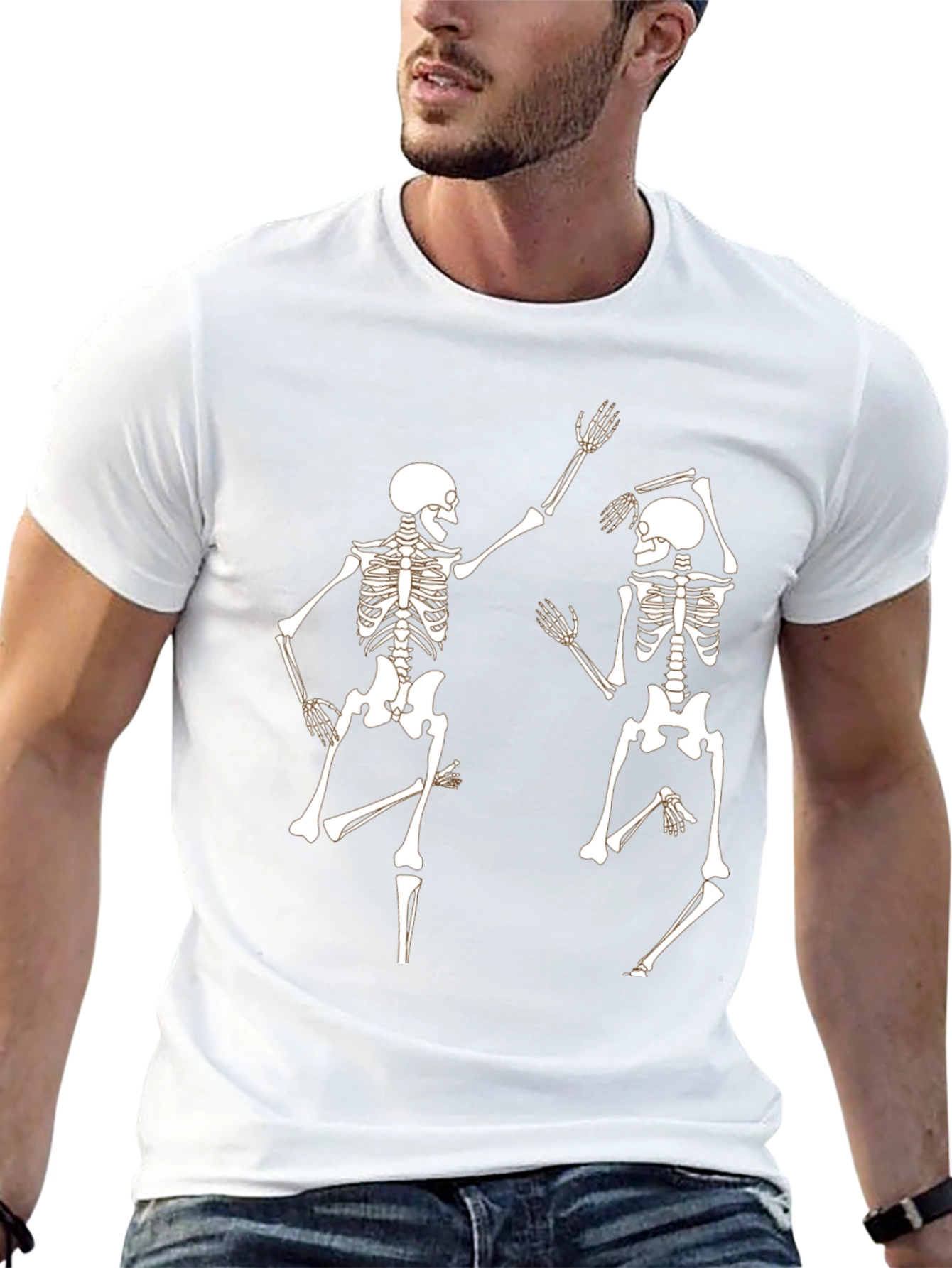 Dancing Skeletons Graphic Tee - Fun Halloween Shirt