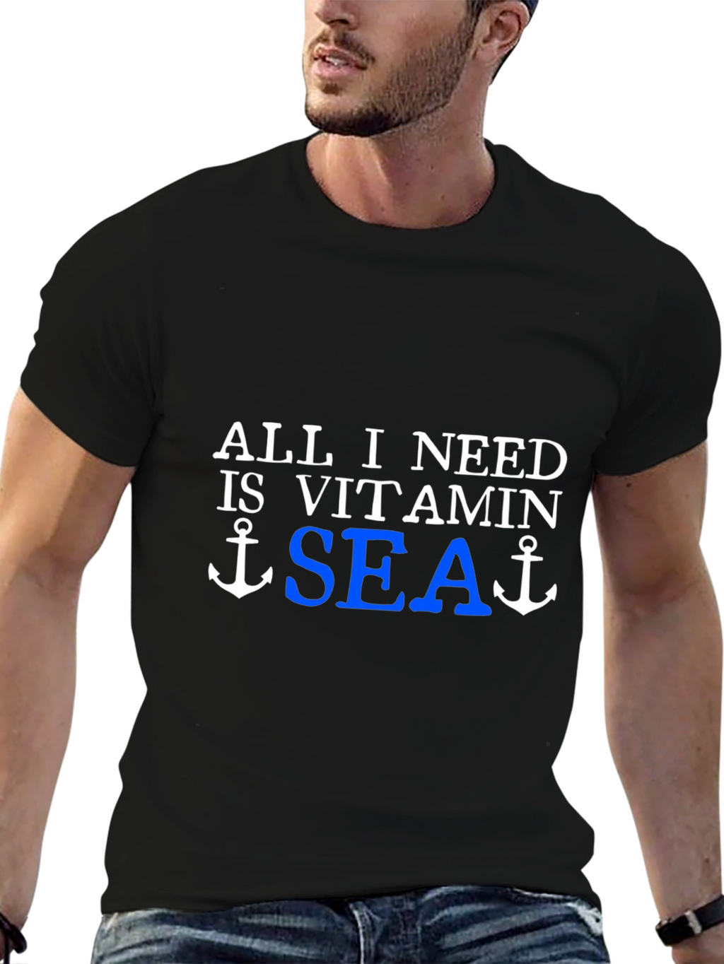 Vitamin Sea Black Graphic Tee - Coastal Style