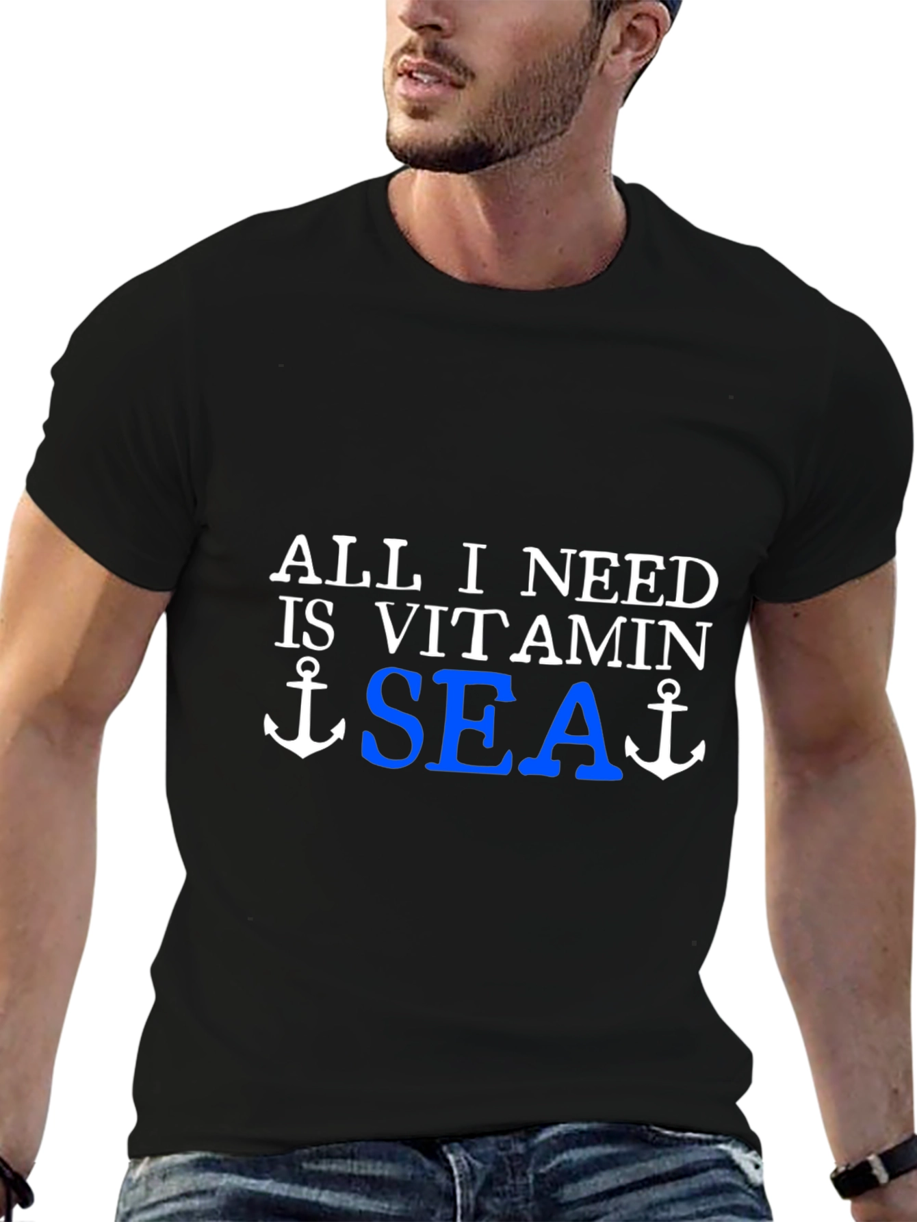 Vitamin Sea Black Graphic Tee - Coastal Style