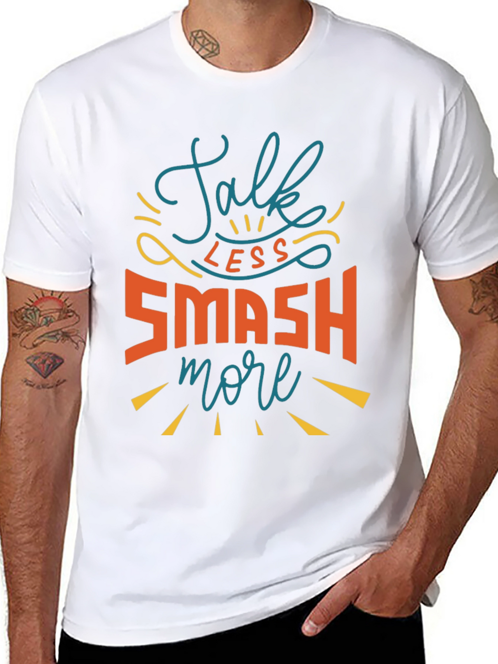 Talk Less Smash More Black Graphic Tee