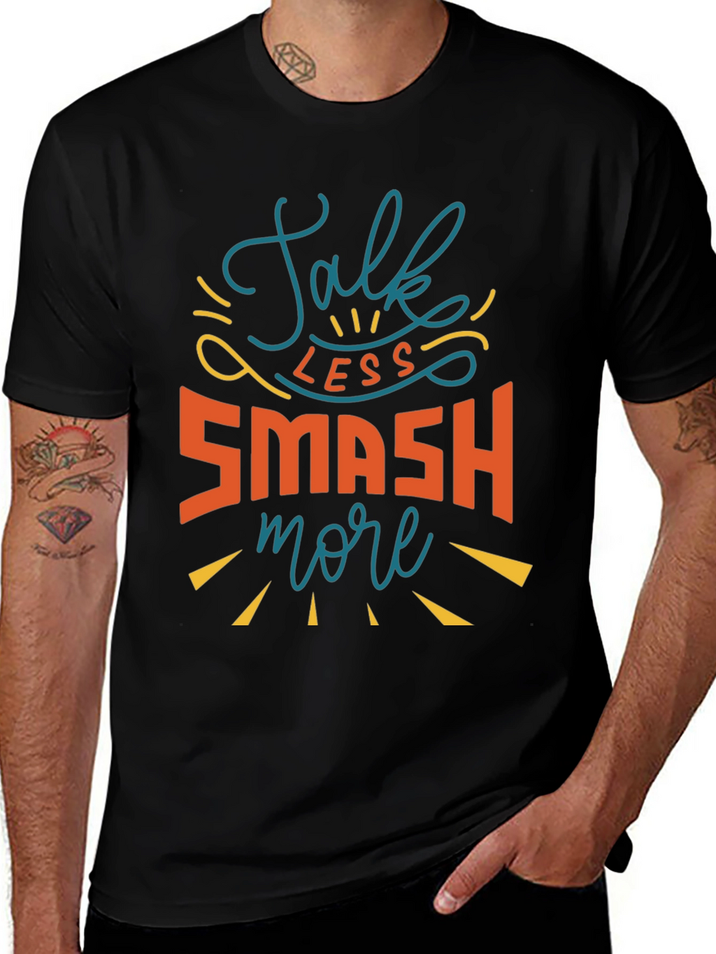 Talk Less Smash More Black Graphic Tee