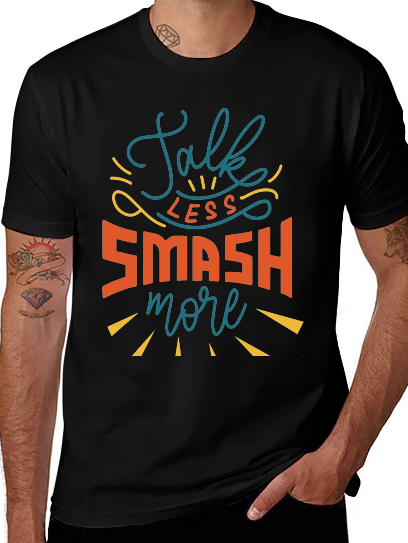 Talk Less Smash More Black Graphic Tee