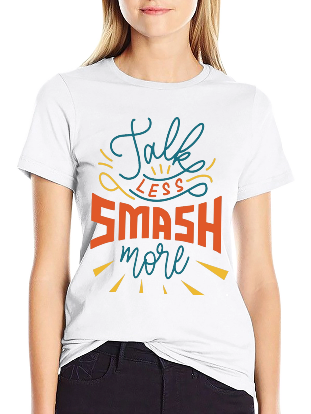 Talk Less Smash More Black Graphic Tee