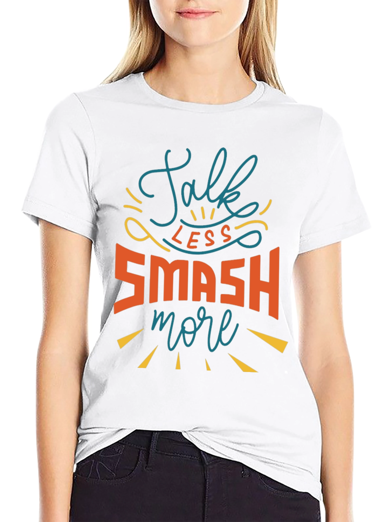 Talk Less Smash More Black Graphic Tee