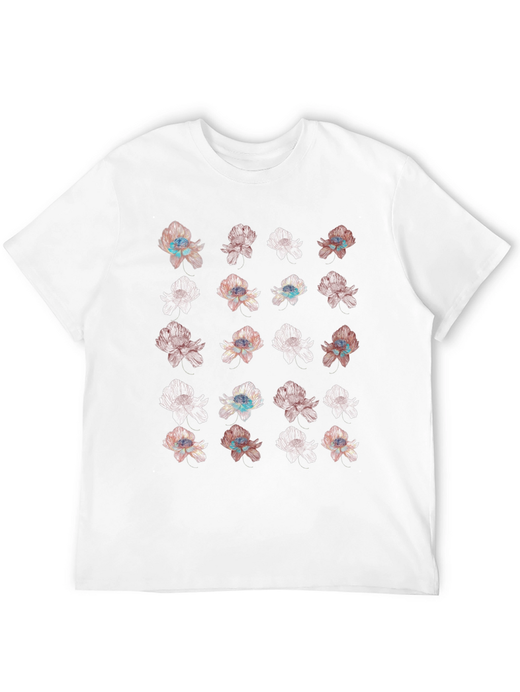 Floral Print Black T-Shirt - Unique Design