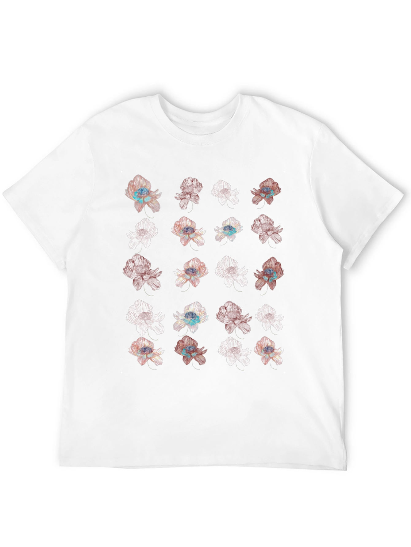 Floral Print Black T-Shirt - Unique Design