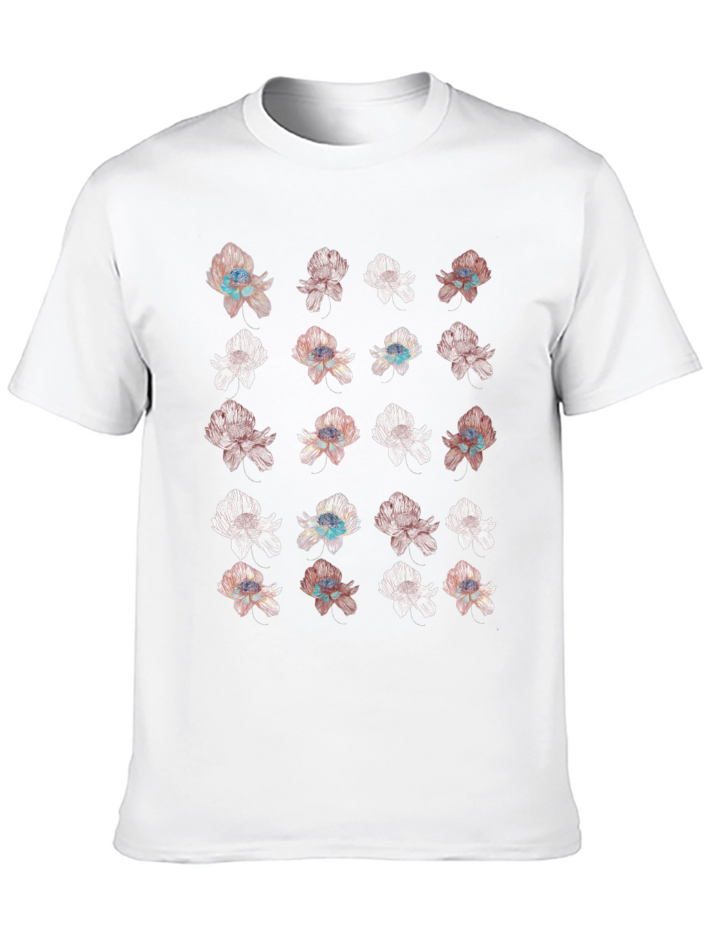 Floral Print Black T-Shirt - Unique Design