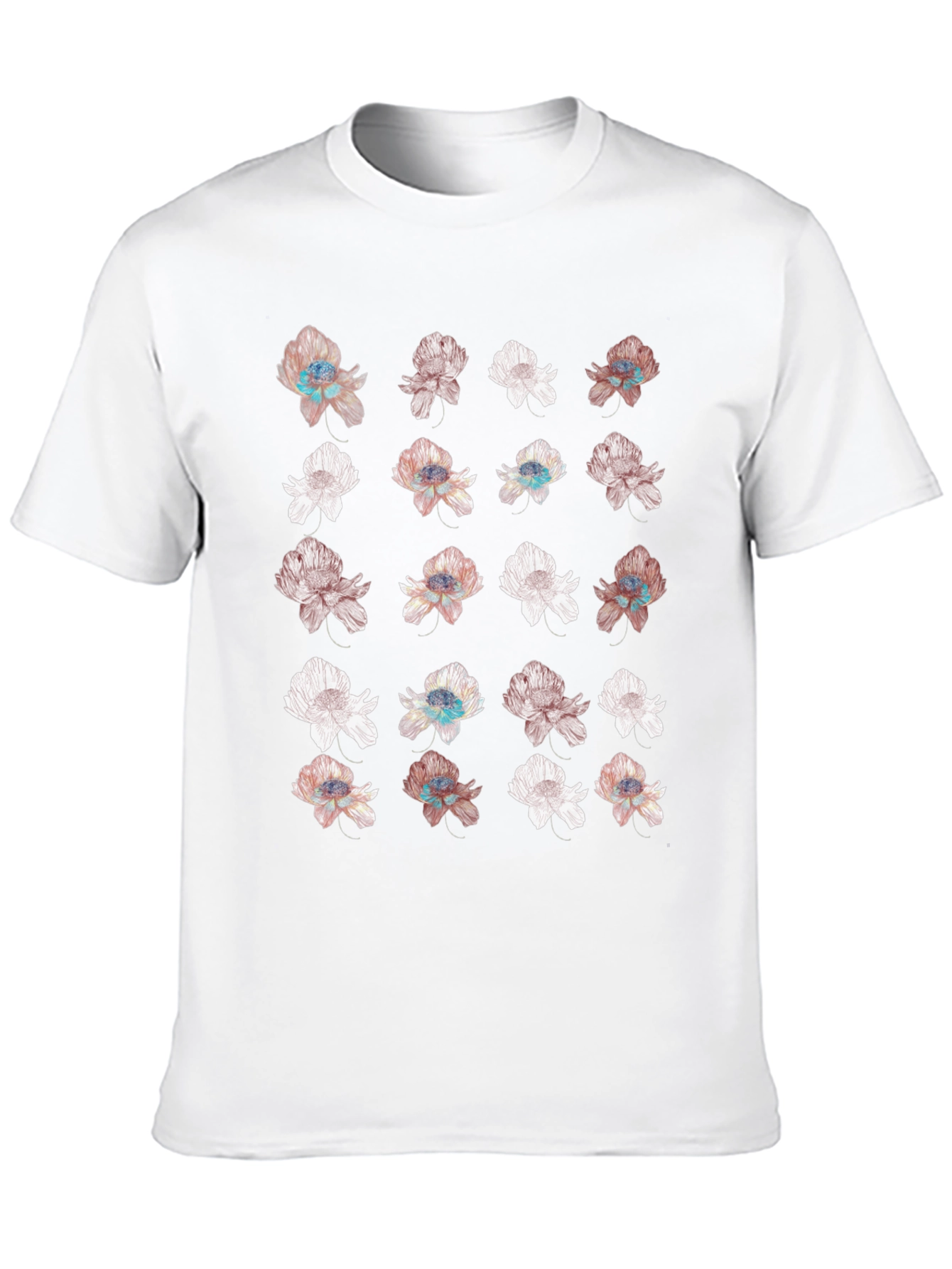 Floral Print Black T-Shirt - Unique Design
