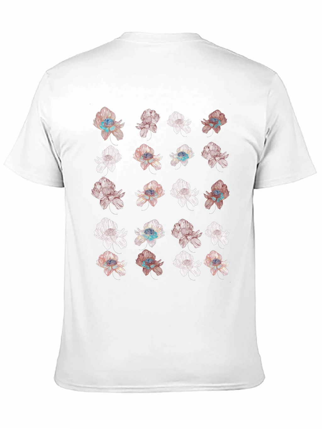 Floral Print Black T-Shirt - Unique Design