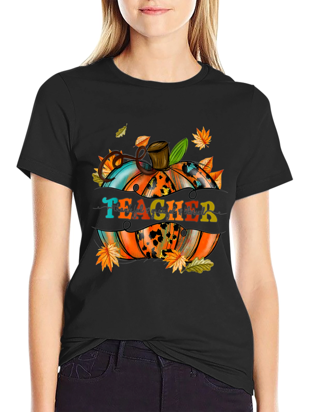 Teacher Pumpkin Fall Graphic T-Shirt