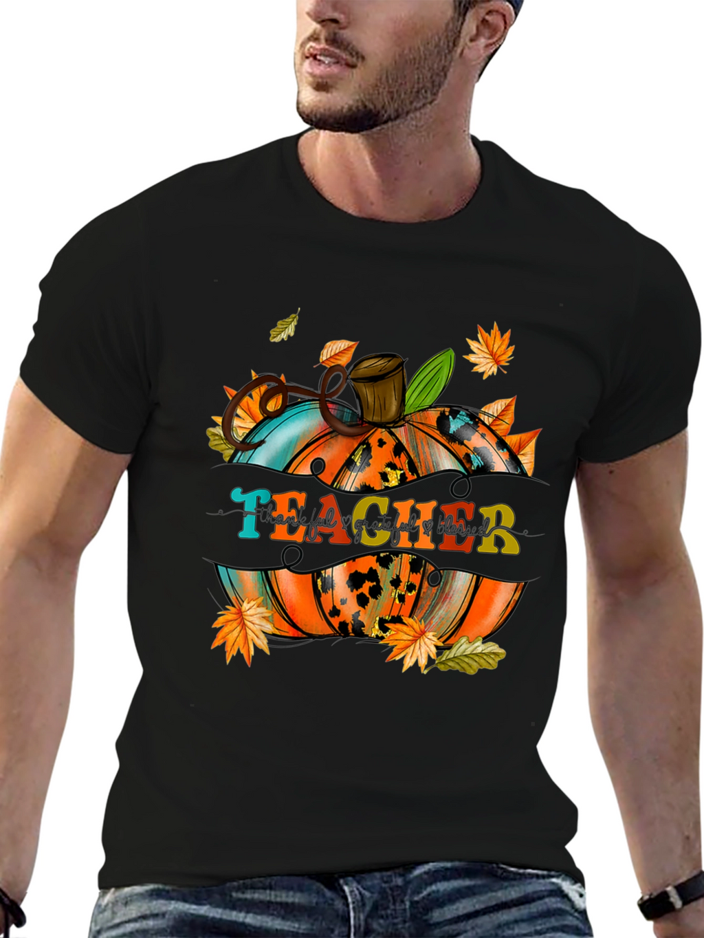 Teacher Pumpkin Fall Graphic T-Shirt