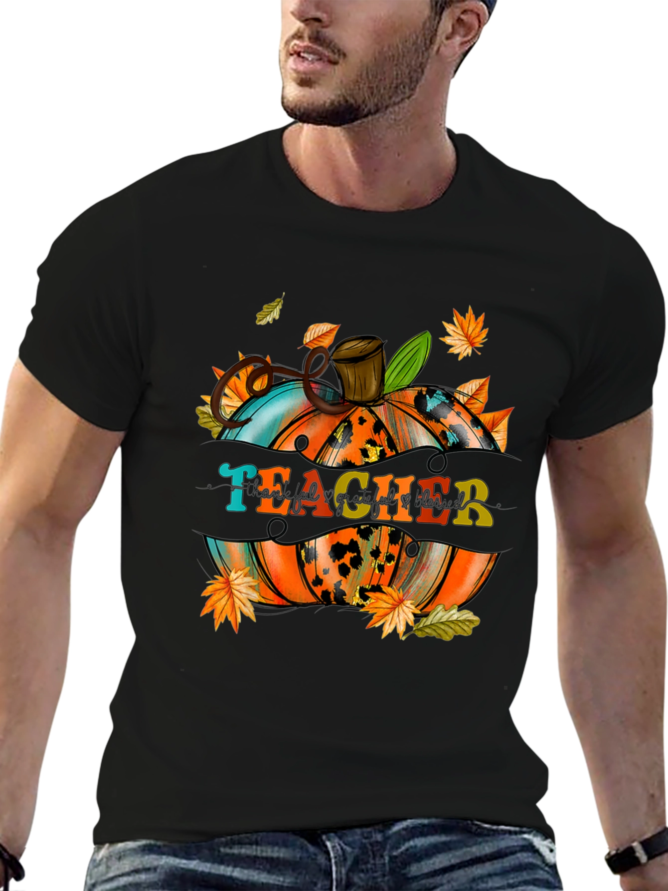 Teacher Pumpkin Fall Graphic T-Shirt