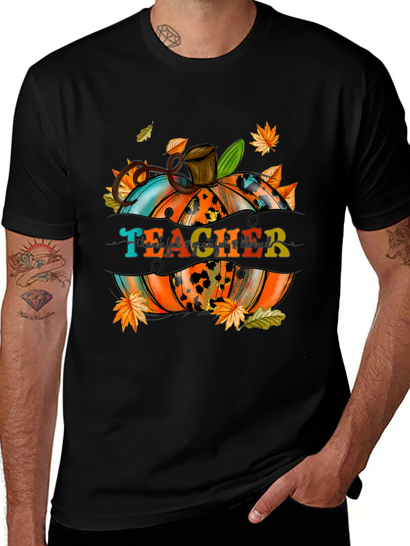 Teacher Pumpkin Fall Graphic T-Shirt