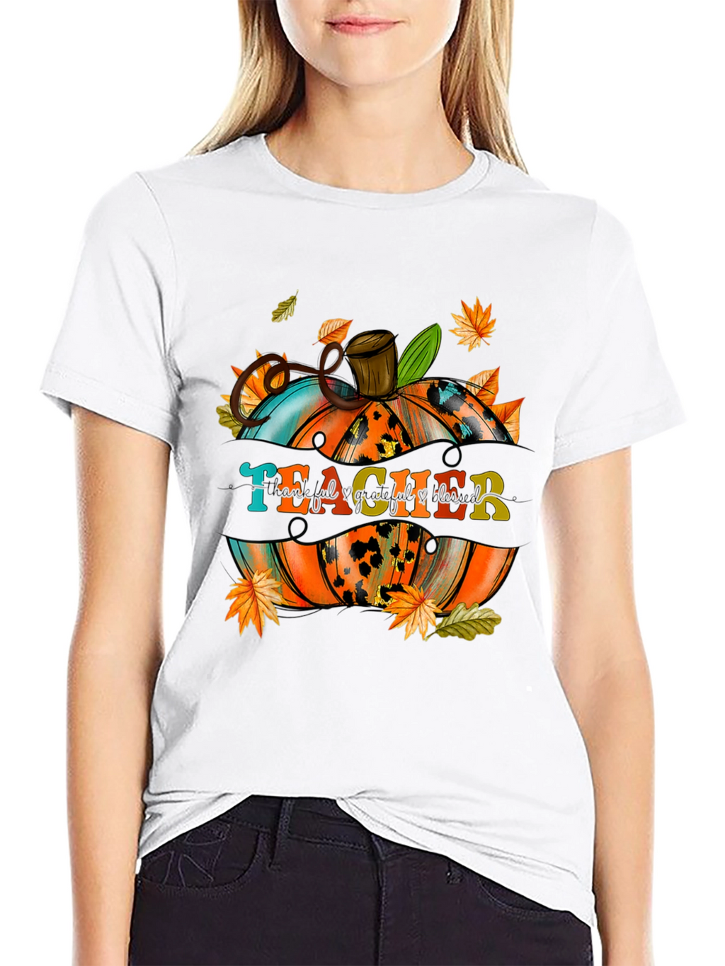 Teacher Pumpkin Fall Graphic T-Shirt