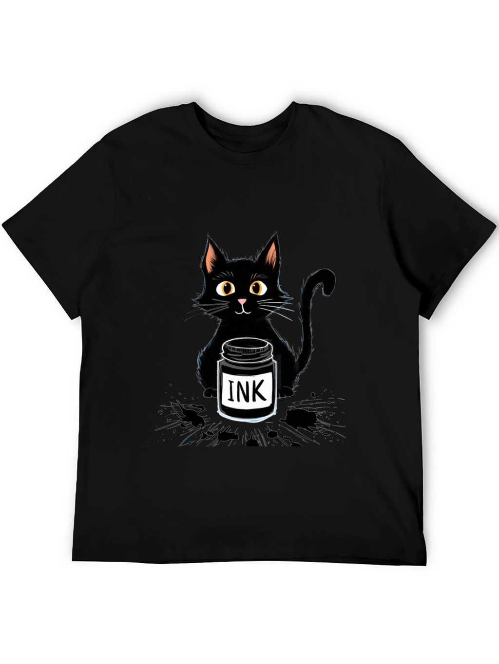 Black Cat with Ink T-Shirt
