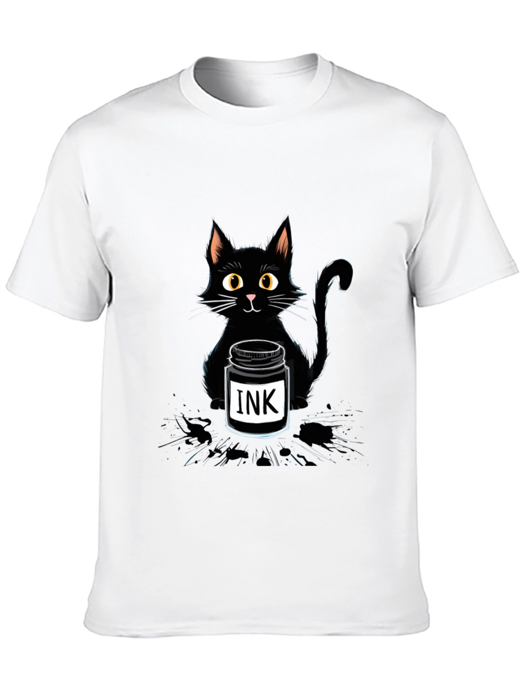 Black Cat with Ink T-Shirt