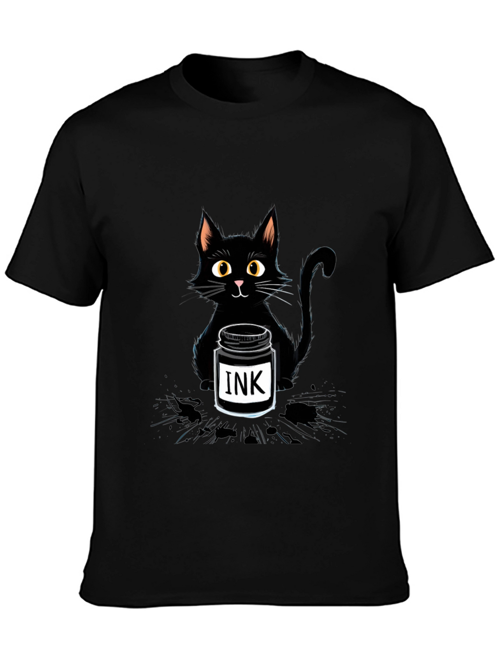 Black Cat with Ink T-Shirt