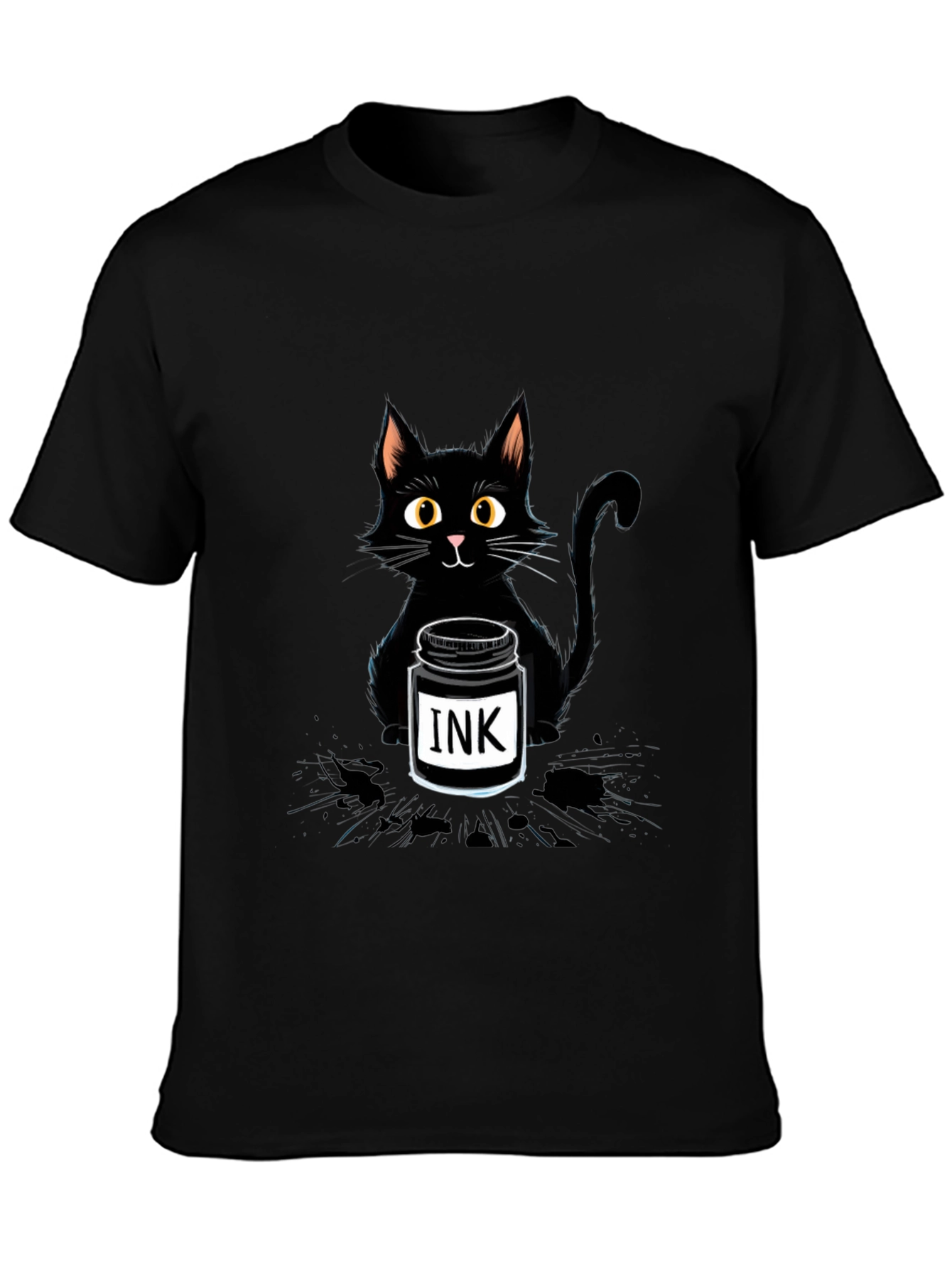 Black Cat with Ink T-Shirt