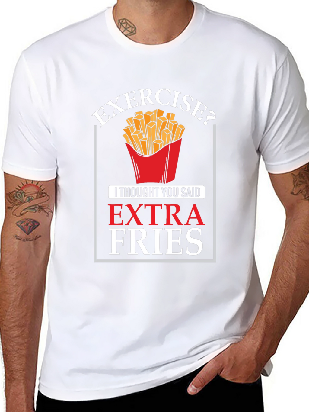 Exercise? Extra Fries Graphic T-Shirt