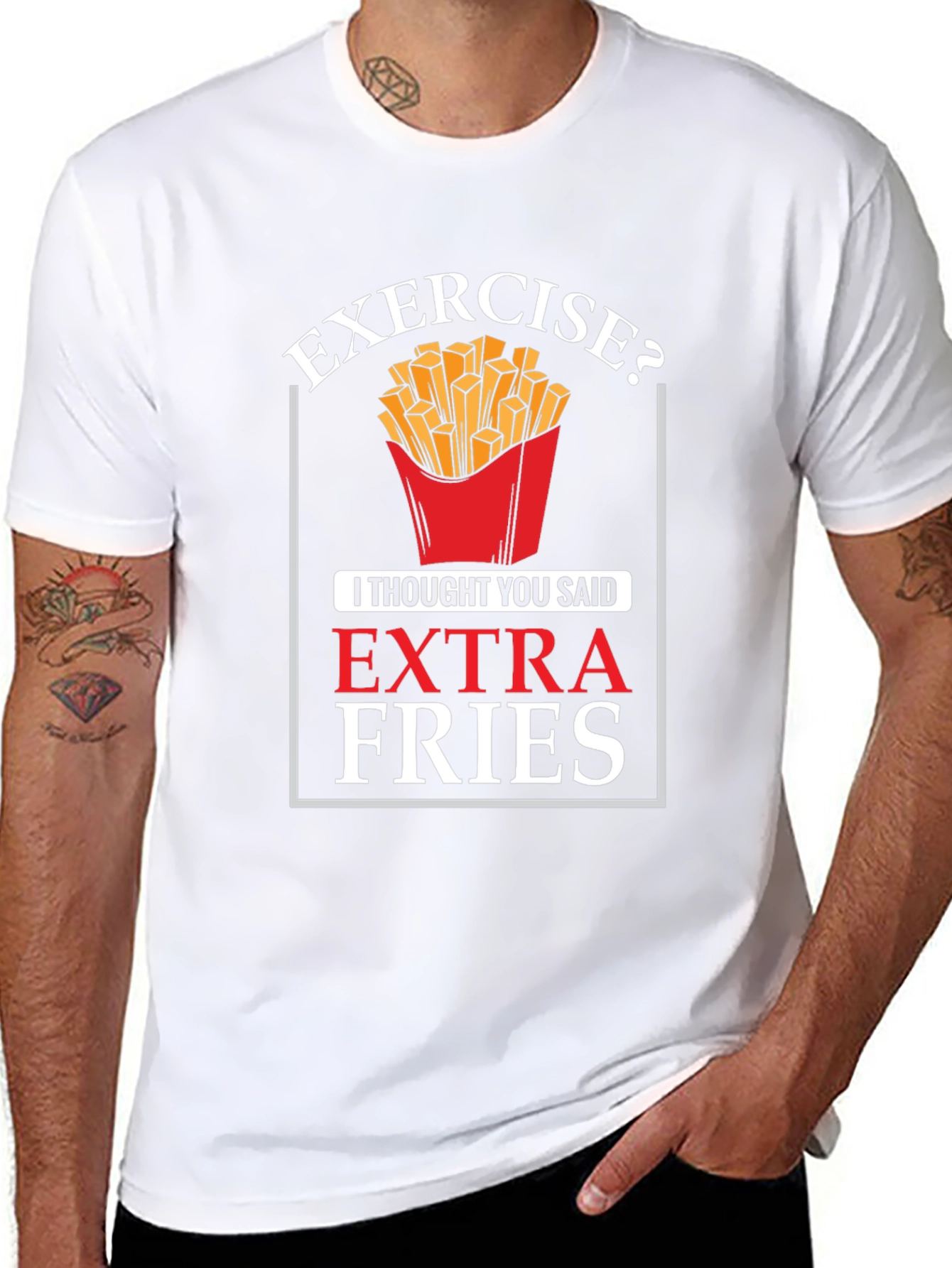 Exercise? Extra Fries Graphic T-Shirt
