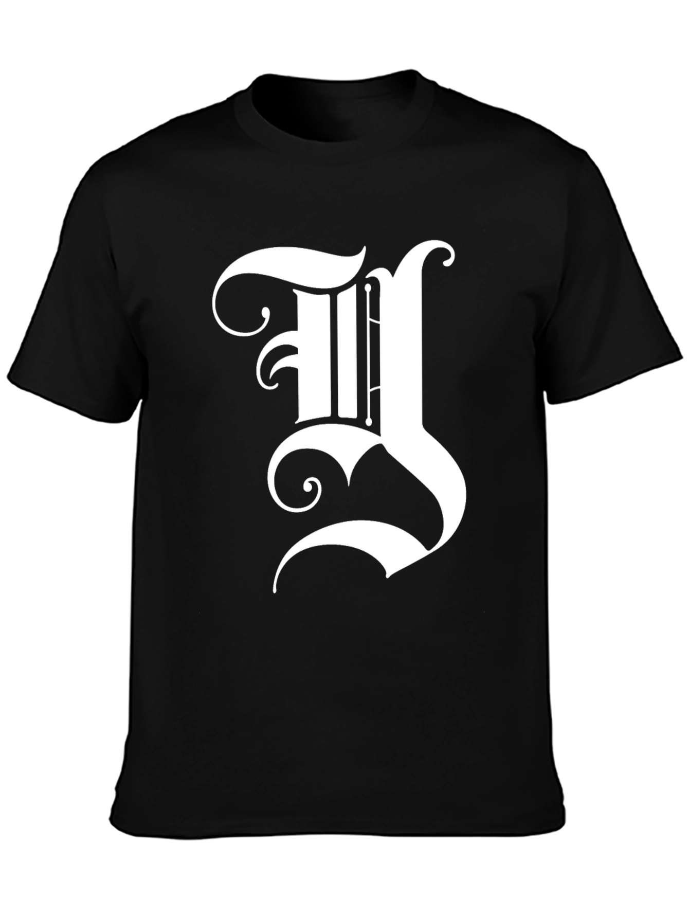Gothic Initial Y Graphic Black Tee