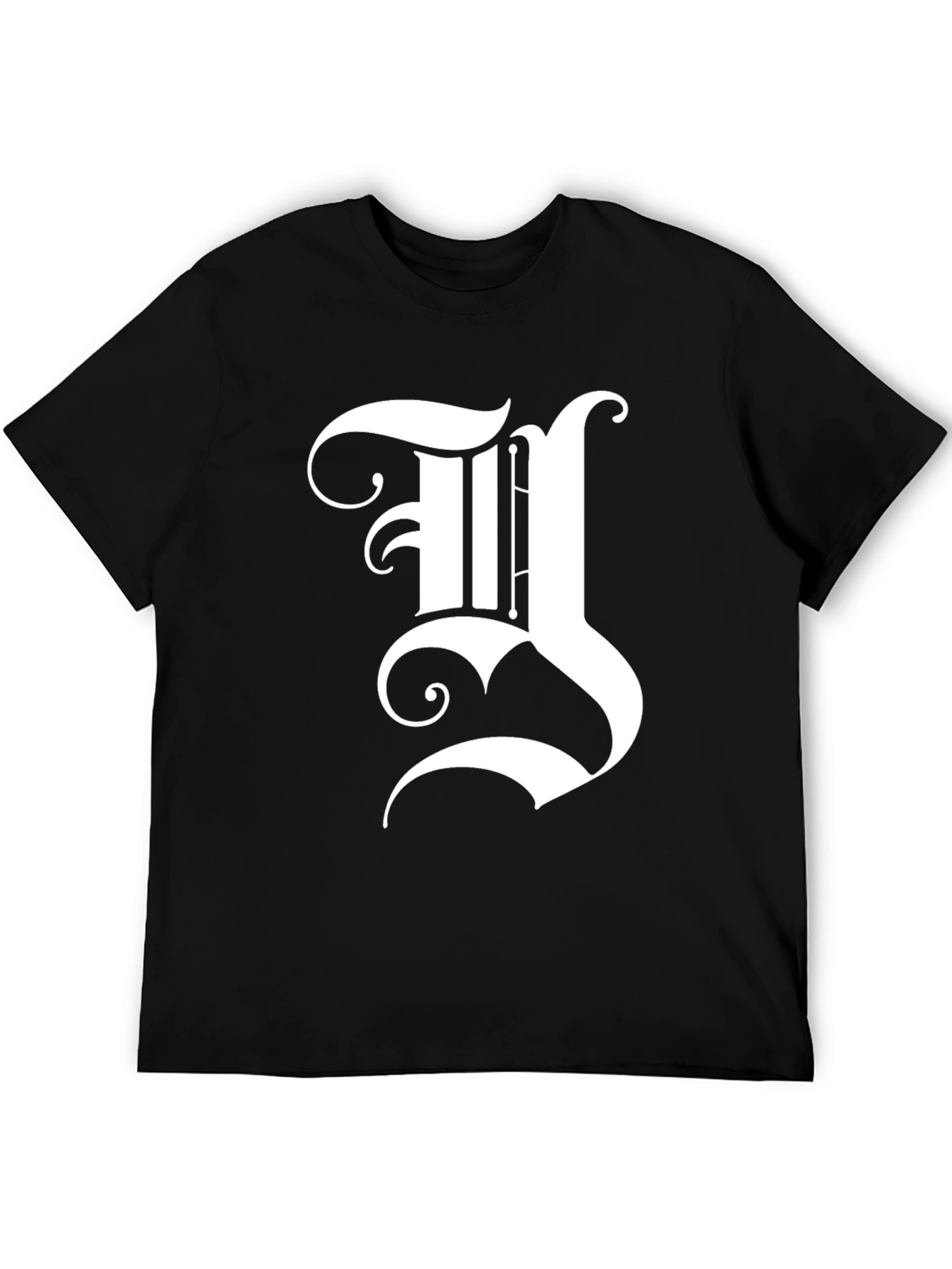Gothic Initial Y Graphic Black Tee